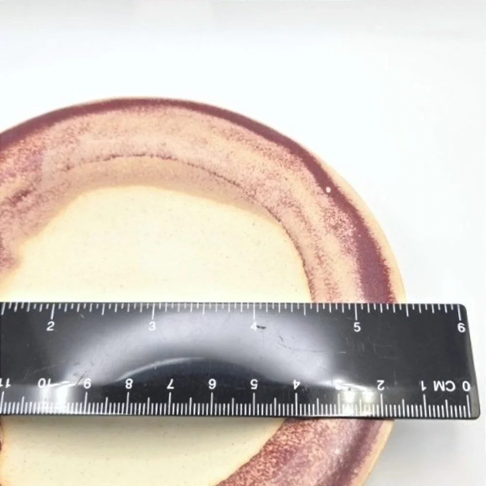 Handmade Ceramic Plate Dish Bowl Rustic Burgundy Cream Glaze Artisan Pottery MMM